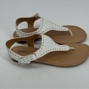 Vaneli White Leather with Gold Studded Toe
Post Thong Adjustable Sandal